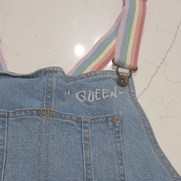 Womens  Overalls with Rainbow Straps, Sz L, pre-owned, Good Conditions - Picture 2 of 7